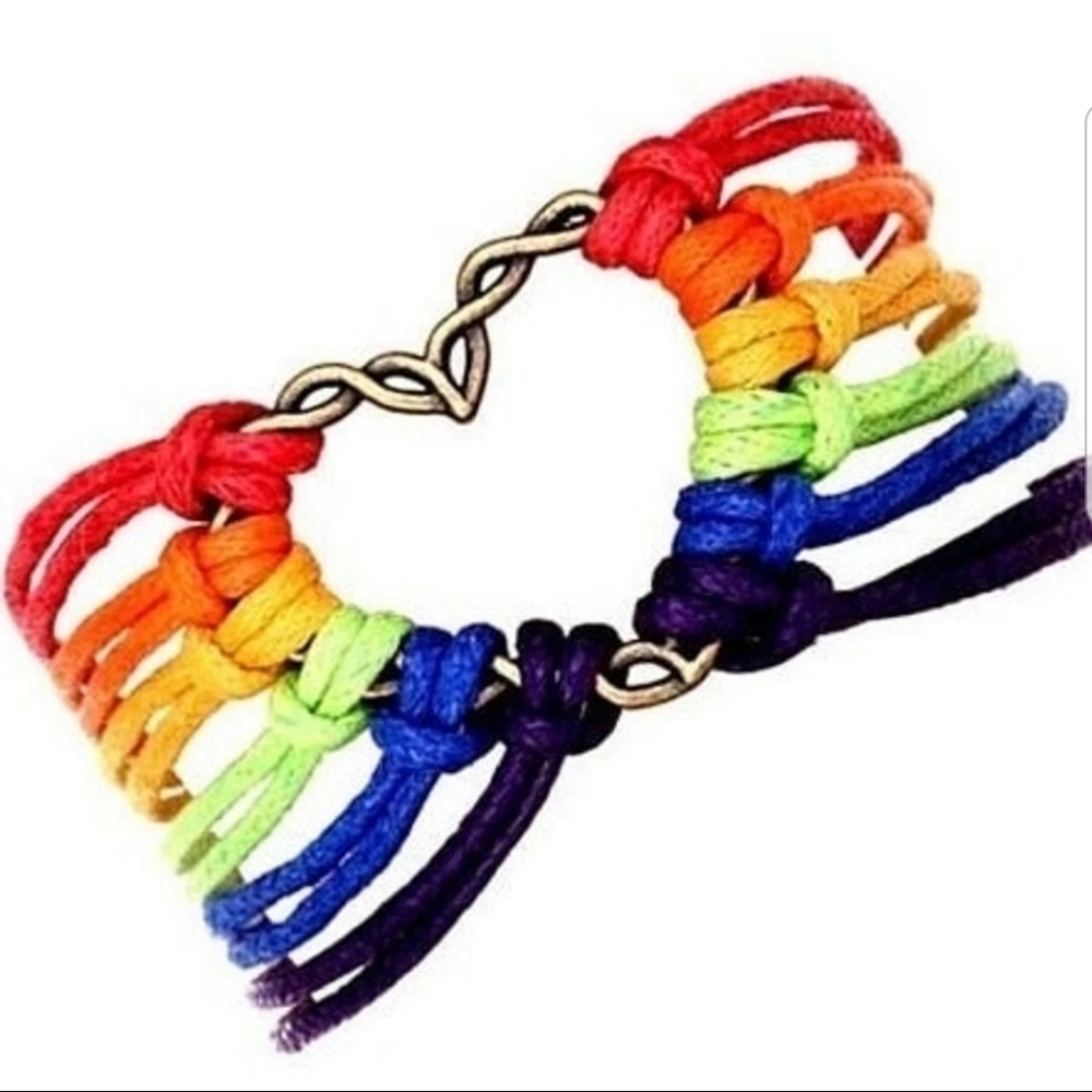 LGBTQ Pride Bracelet, Rainbow Heart Bracelet
